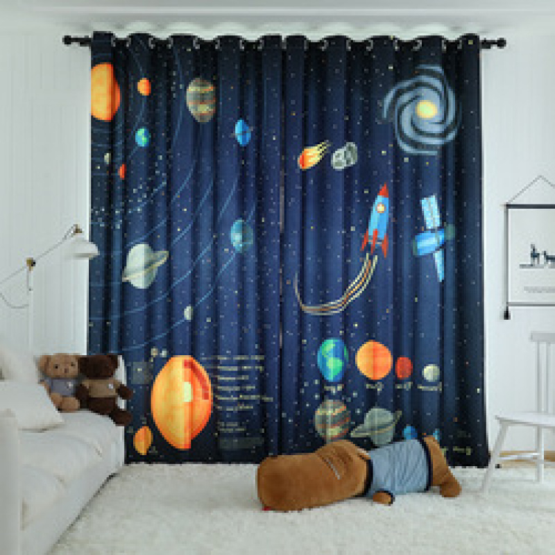 Digital Printing Curtain, 5D Printed Geometric Line Nordic Style Curtain /