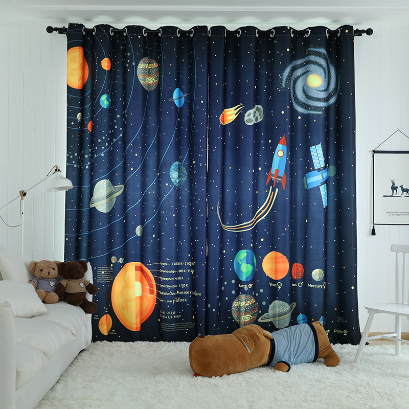 Digital Printing Curtain, 5D Printed Geometric Line Nordic Style Curtain /