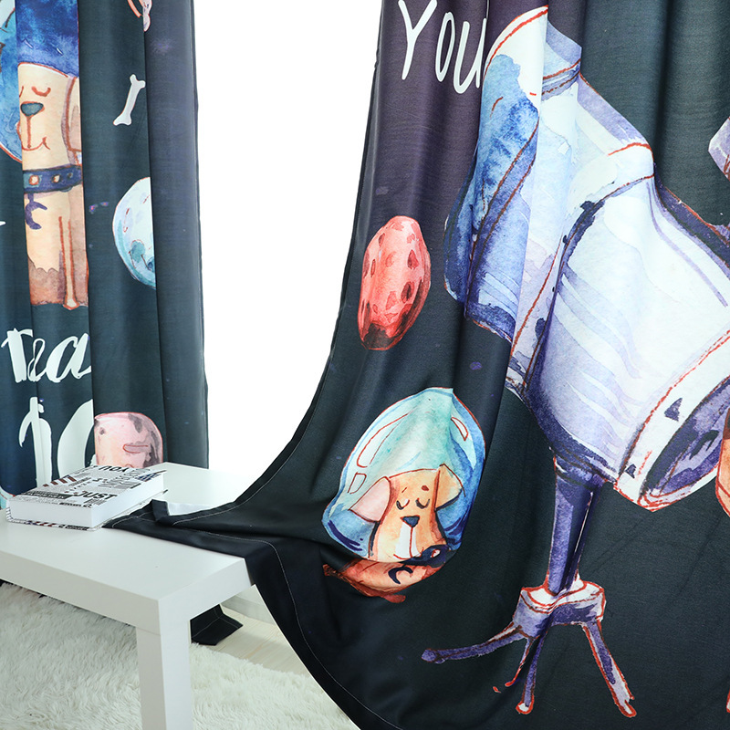 Digital Printing Curtain, 5D Printed Geometric Line Nordic Style Curtain /