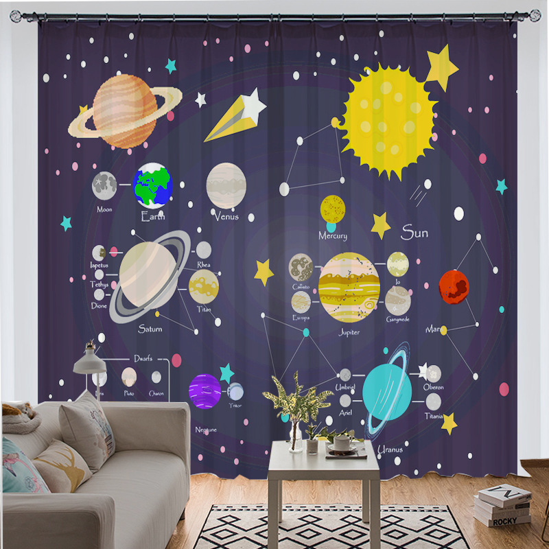 Digital Printing Curtain, 5D Printed Geometric Line Nordic Style Curtain /