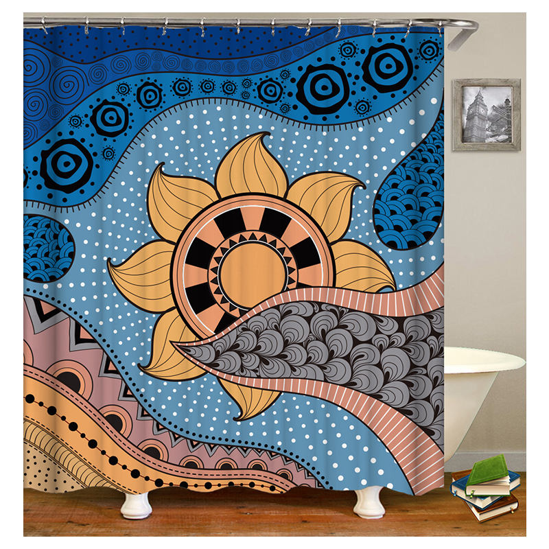 Wholesale African Geometry Ethnic Style Shower Curtain, Digital Print Polyester Mildewproof Waterproof Shower Curtain/