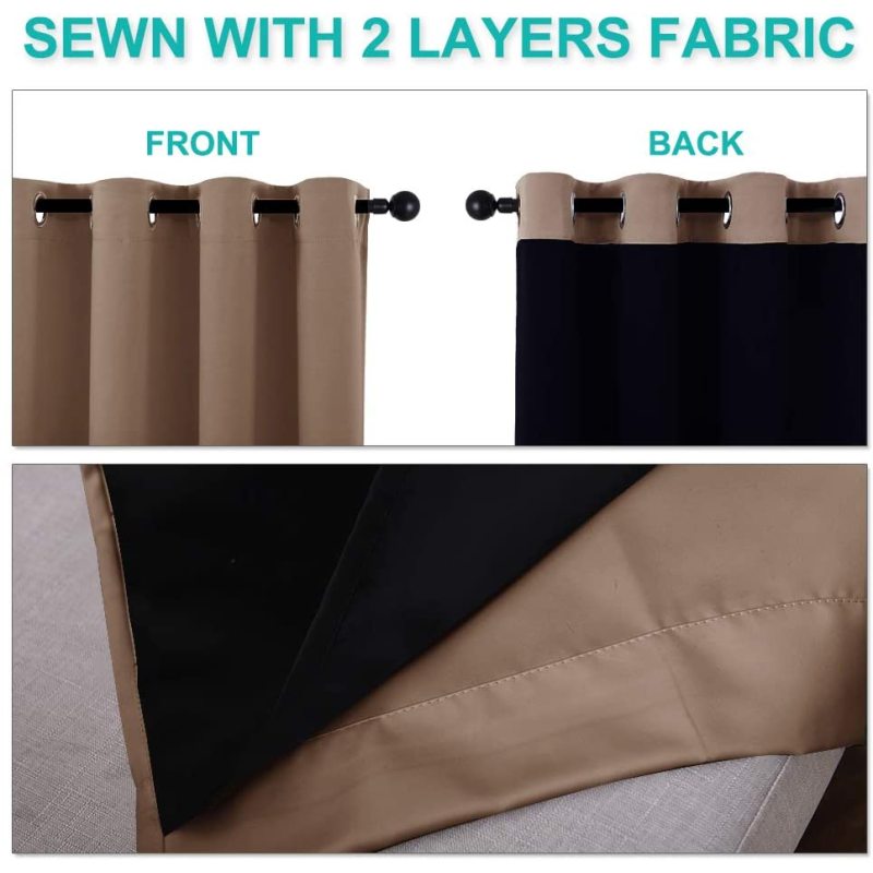 Hot selling Solid color 100%high shading curtain ,100% Blackout double layer curtain  living room