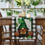 Buffalo Plaid Shamrock Gnome St. Patrick's Day Table Runner, Seasonal Spring Holiday Kitchen Dining Table Decoration for Indoor#