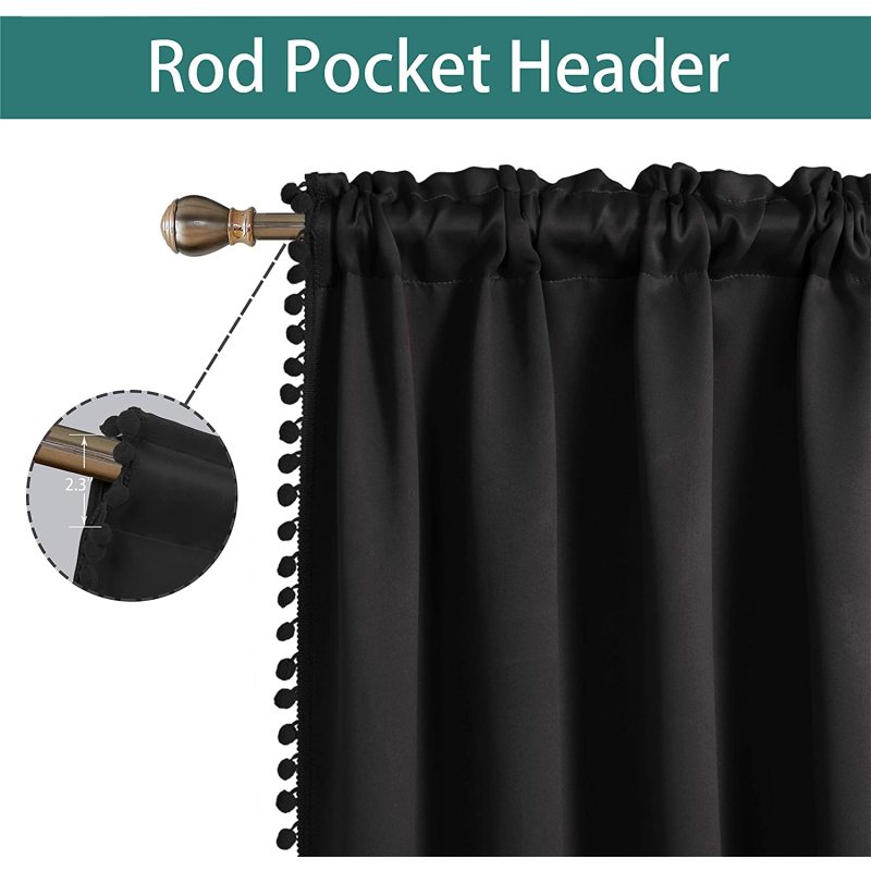 Pam Pam lace Blackout Curtains ,Super Thick Insulated Complete Blackout with Black Liner For Living/