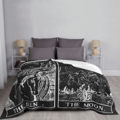 The Sun And Moon Tarot Card Pearl Obsidian Blankets Velvet Printed Beast Witch Warm Throw Blanket for Bed Outdoor Bedding Throw/
