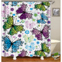 Drop Shipping Watercolor Plant Flower Shower Curtain Art Printed, Abstract Modern Floating Pink Floral Gray Shower Curtain#