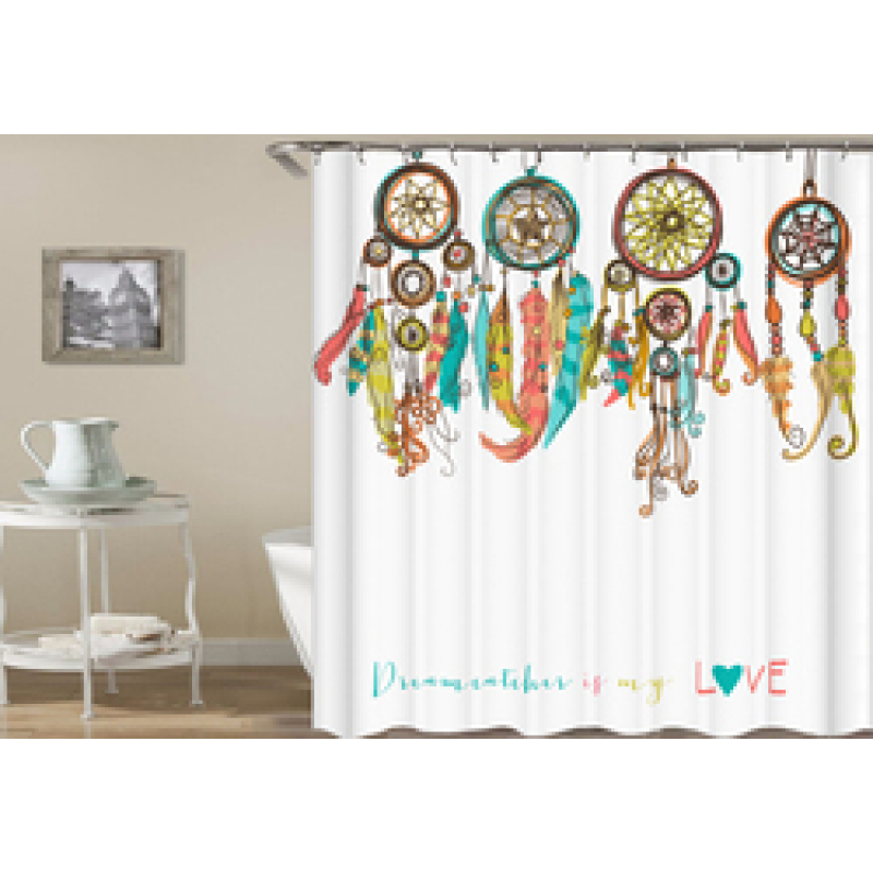 Drop Shipping Watercolor Plant Flower Shower Curtain Art Printed, Abstract Modern Floating Pink Floral Gray Shower Curtain#