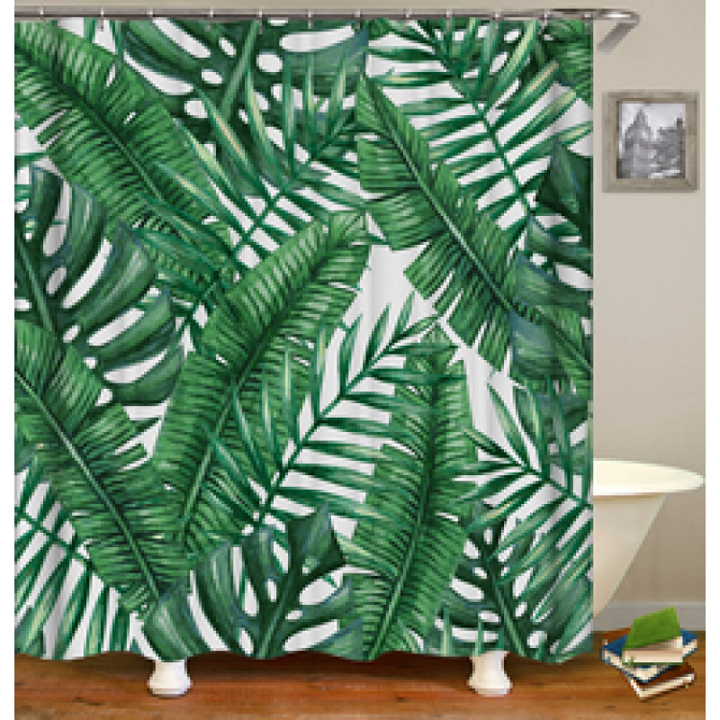 Drop Shipping Watercolor Plant Flower Shower Curtain Art Printed, Abstract Modern Floating Pink Floral Gray Shower Curtain#