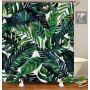 Drop Shipping Watercolor Plant Flower Shower Curtain Art Printed, Abstract Modern Floating Pink Floral Gray Shower Curtain#