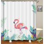 Drop Shipping Watercolor Plant Flower Shower Curtain Art Printed, Abstract Modern Floating Pink Floral Gray Shower Curtain#