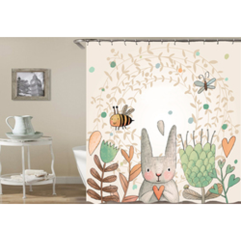 Drop Shipping Watercolor Plant Flower Shower Curtain Art Printed, Abstract Modern Floating Pink Floral Gray Shower Curtain#