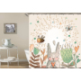 Drop Shipping Watercolor Plant Flower Shower Curtain Art Printed, Abstract Modern Floating Pink Floral Gray Shower Curtain#