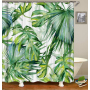 Drop Shipping Watercolor Plant Flower Shower Curtain Art Printed, Abstract Modern Floating Pink Floral Gray Shower Curtain#