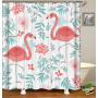 Drop Shipping Watercolor Plant Flower Shower Curtain Art Printed, Abstract Modern Floating Pink Floral Gray Shower Curtain#
