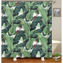 Drop Shipping Watercolor Plant Flower Shower Curtain Art Printed, Abstract Modern Floating Pink Floral Gray Shower Curtain#