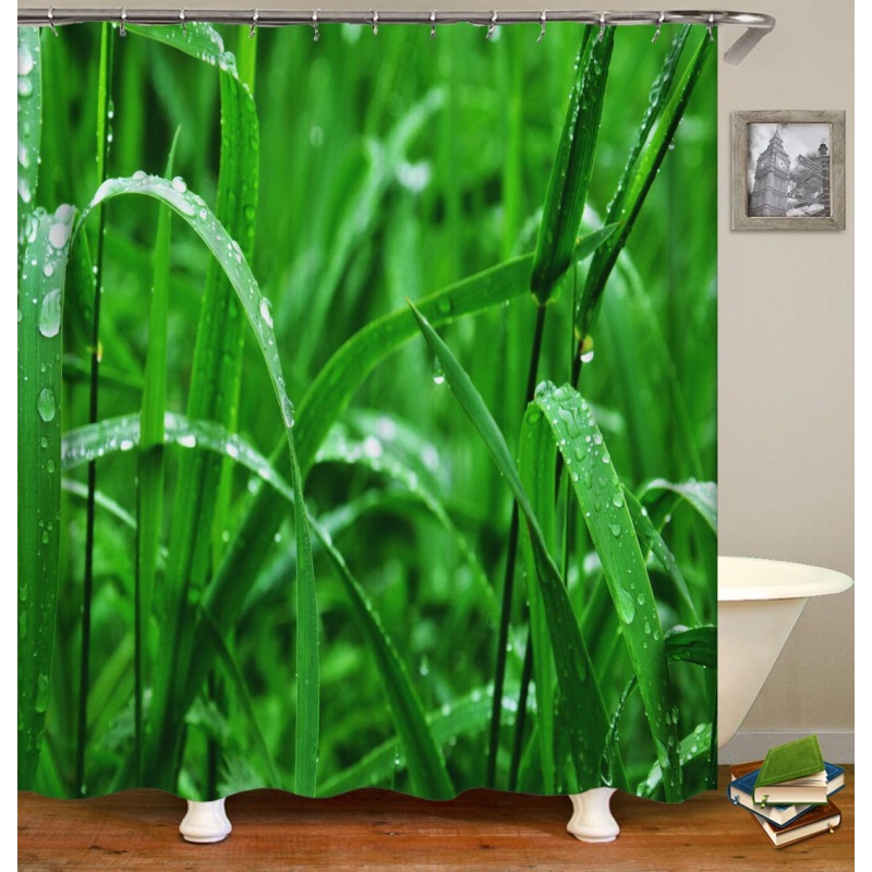 Drop Shipping Watercolor Plant Flower Shower Curtain Art Printed, Abstract Modern Floating Pink Floral Gray Shower Curtain#