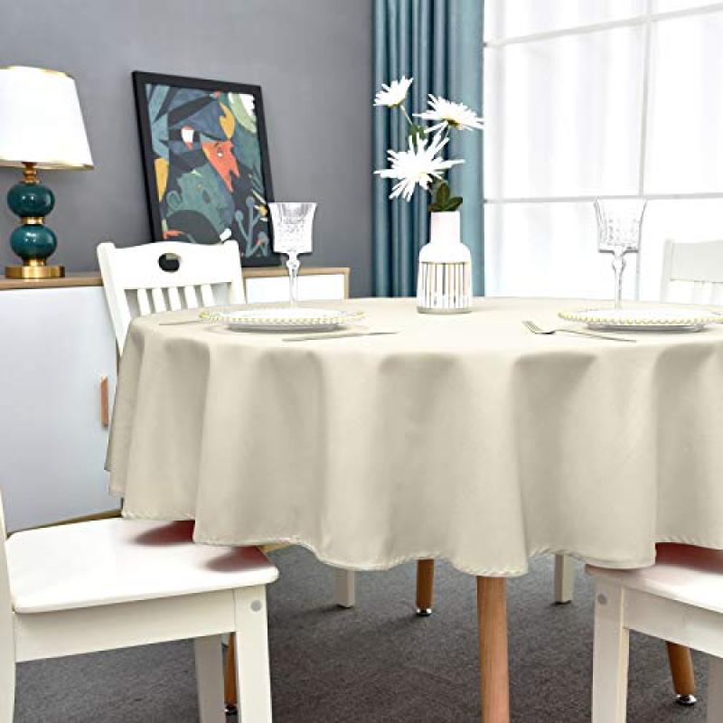 Hot Selling Round Anti-fouling and wrinkle prevention Solid Polyester Tablecloth For Outdoor Party Picnic