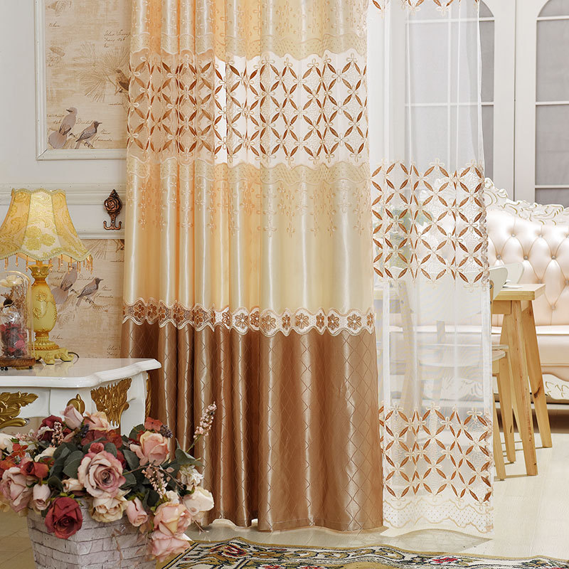 European High-end Simple Silk Water Soluble Embroidery Curtain, Wholesale Custom Diamond Blades Curtain /