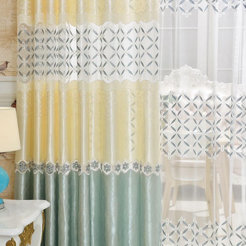 European High-end Simple Silk Water Soluble Embroidery Curtain, Wholesale Custom Diamond Blades Curtain /