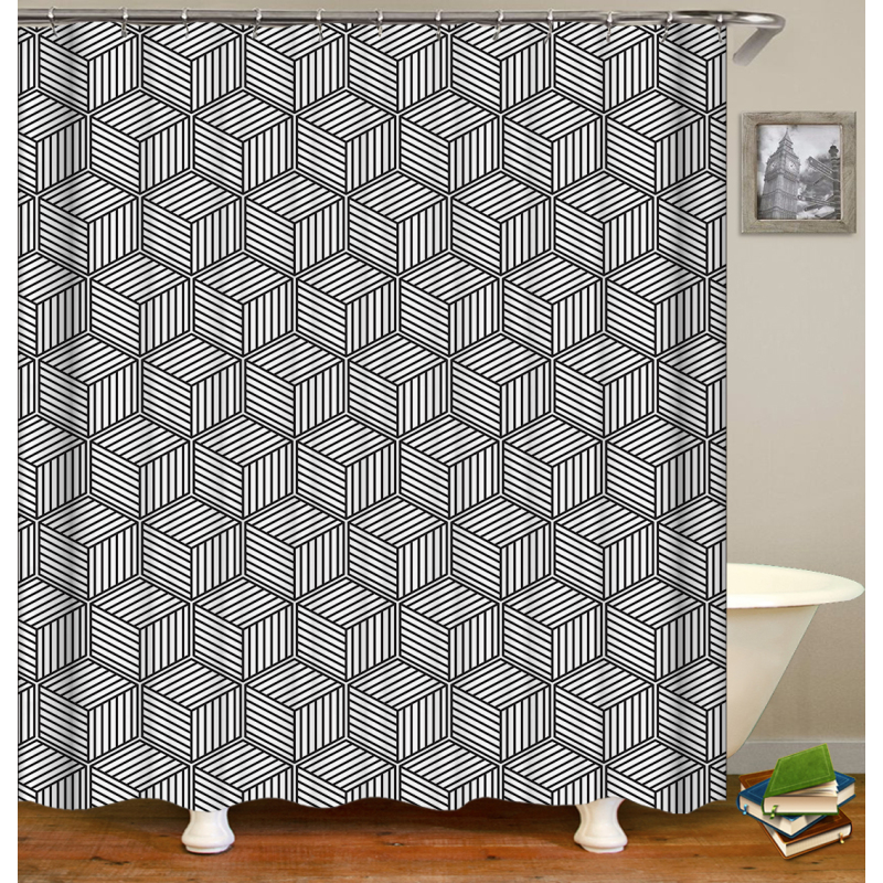 Drop Shipping Customized Polyester Fabric Bathroom Curtain Waterproof , The Cheapest Shower Curtain For Home Hotel From China#