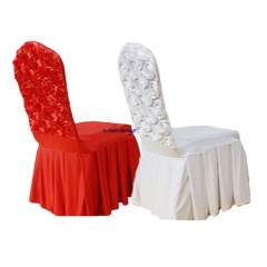 Wholesale Polyester Hotel Party elasticity Dustproof rose red chair cover set for Wedding banquet ceremony