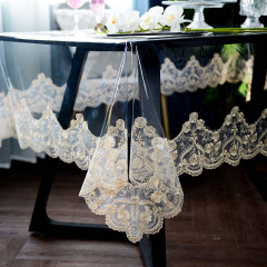 Finished Product Sales square pvc transparent 130x180 with lace tablecloth for kitchen