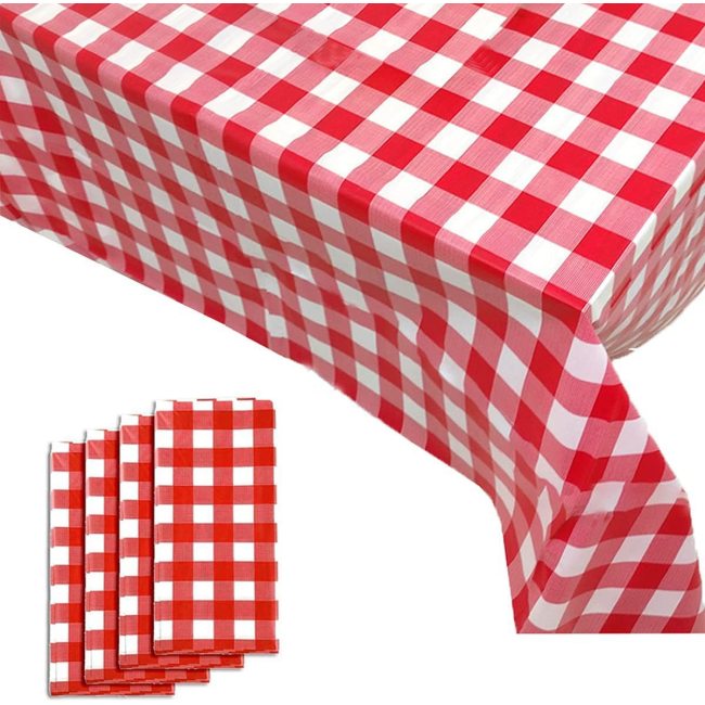 High Quality Rectangle Plastic Water-proof Oil- proof Disposable PE Fabric Plaid Tablecloths For Picnic Party