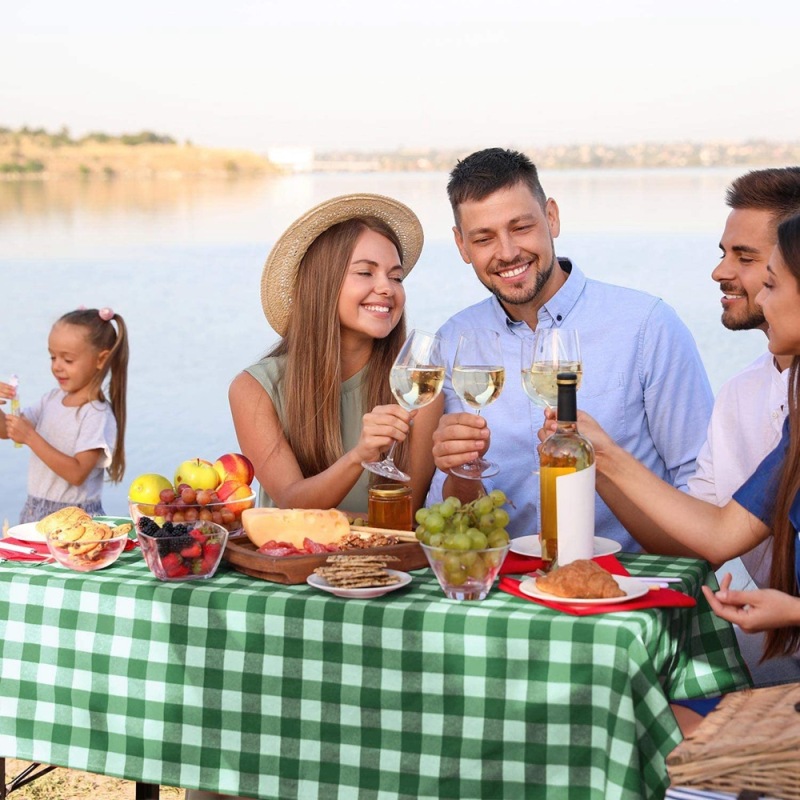 High Quality Rectangle Plastic Water-proof Oil- proof Disposable PE Fabric Plaid Tablecloths For Picnic Party
