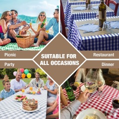 High Quality Rectangle Plastic Water-proof Oil- proof Disposable PE Fabric Plaid Tablecloths For Picnic Party