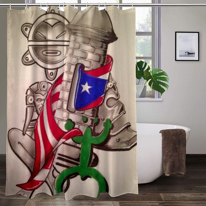 Hot Sale Custom Print Designer Shower Curtains Sets, Popular Curtain Fabric For Puerto Rico Shower Curtains