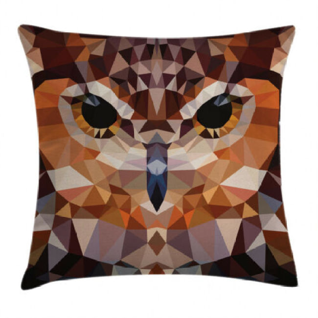 Retro Throw Pillow Case Geometric Mosaic Owl Art Square Cushion Cover 16 Inches,Customis Cushion Chair Cover/