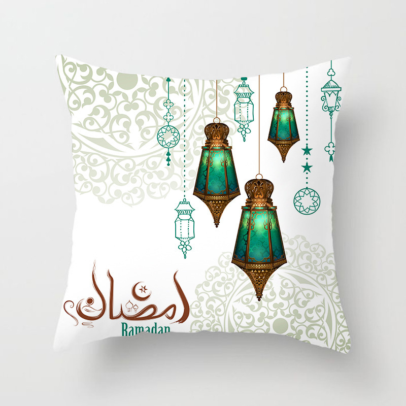 45x45cm Happy Eid Mubarak Moon Pattern Pillow Case Islamic Muslim Ramadan Cushion Cover Eid Party Living Room Sofa Deco Supplies