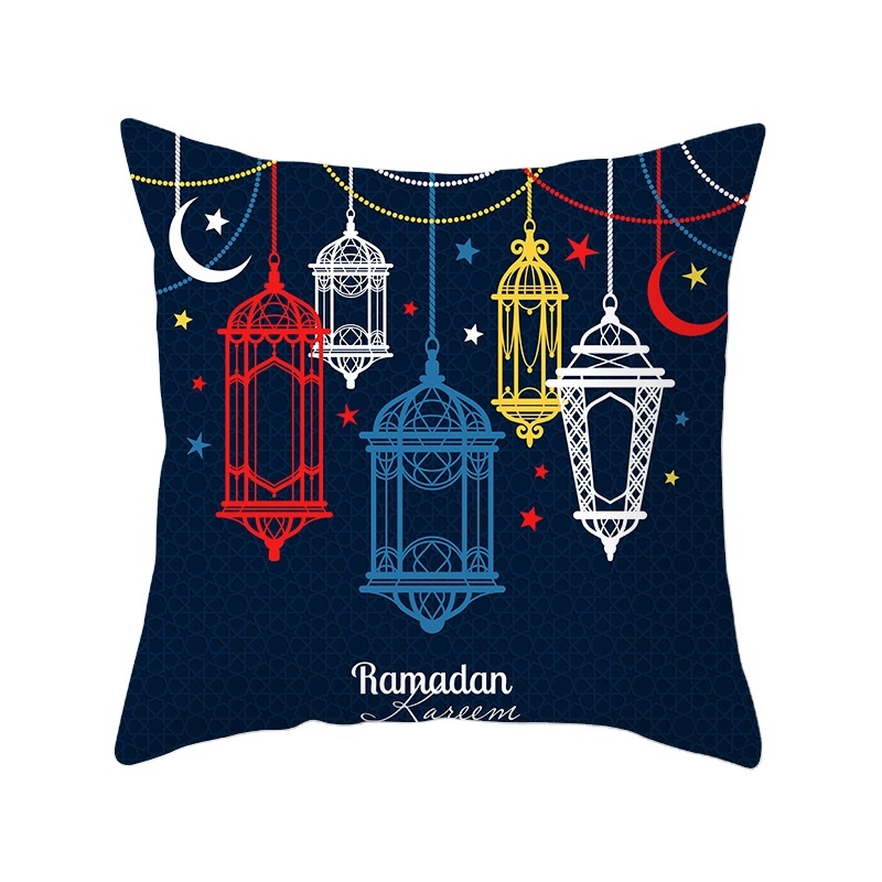 45x45cm Happy Eid Mubarak Moon Pattern Pillow Case Islamic Muslim Ramadan Cushion Cover Eid Party Living Room Sofa Deco Supplies