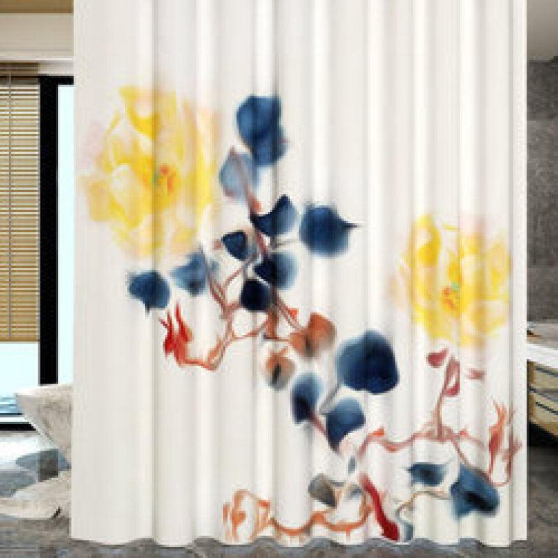 Polyester Fabric Bathroom Curtain Shower Curtain Partition, Nordic Shower Curtain Set Free Of Punching Waterproof Mildew/