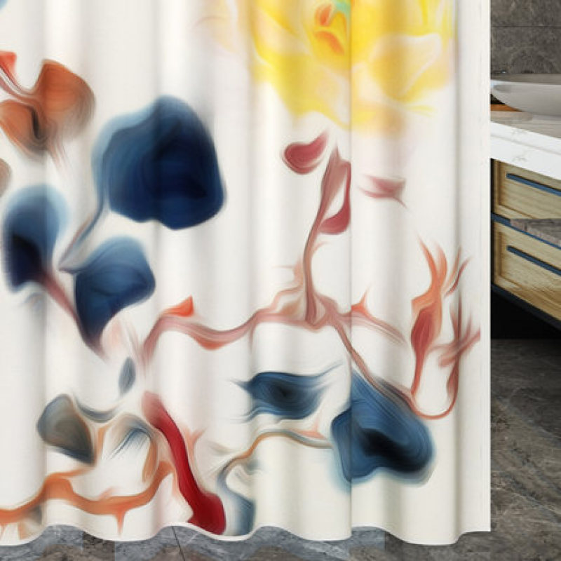 Polyester Fabric Bathroom Curtain Shower Curtain Partition, Nordic Shower Curtain Set Free Of Punching Waterproof Mildew/
