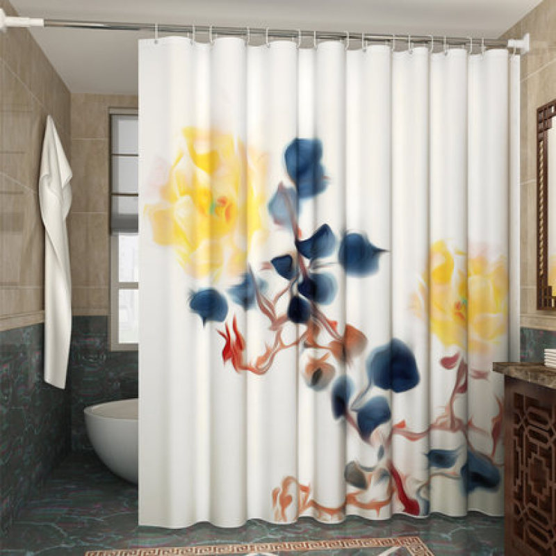 Polyester Fabric Bathroom Curtain Shower Curtain Partition, Nordic Shower Curtain Set Free Of Punching Waterproof Mildew/