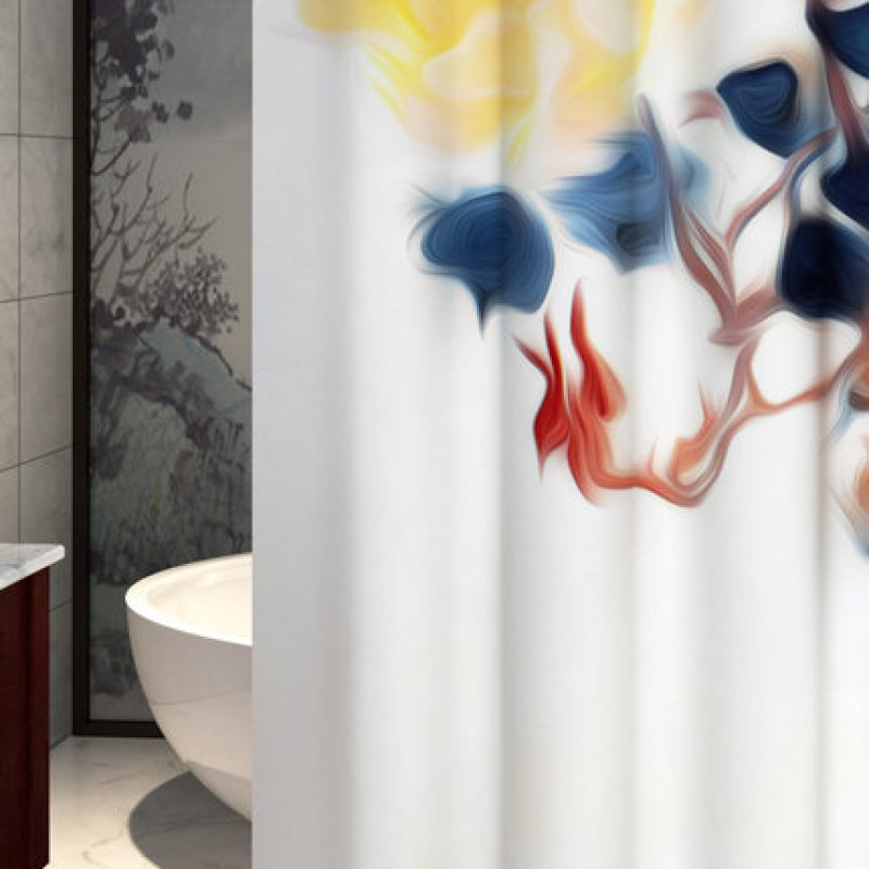 Polyester Fabric Bathroom Curtain Shower Curtain Partition, Nordic Shower Curtain Set Free Of Punching Waterproof Mildew/