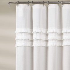 white New Type Joint Shower Curtain With Tassel Waterproof Shower Curtains Decoration