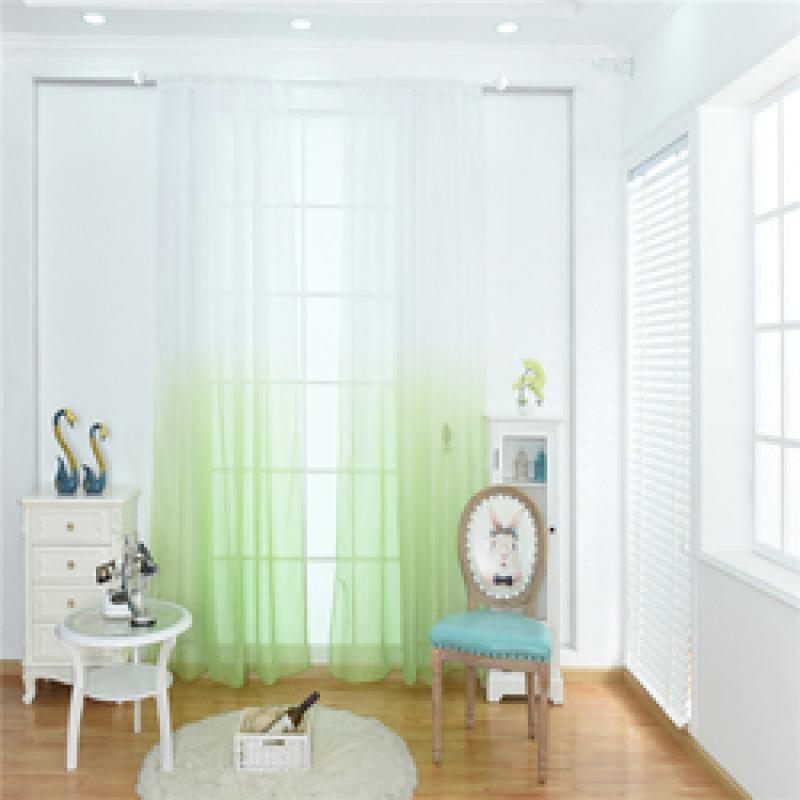 Super Soft Hotel Color Gradient Sheer Curtain, Wholesale Goods Blue Fabric European Style Voile Curtains Ready Made/