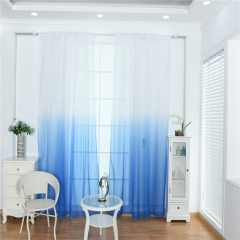 Super Soft Hotel Color Gradient Sheer Curtain, Wholesale Goods Blue Fabric European Style Voile Curtains Ready Made/