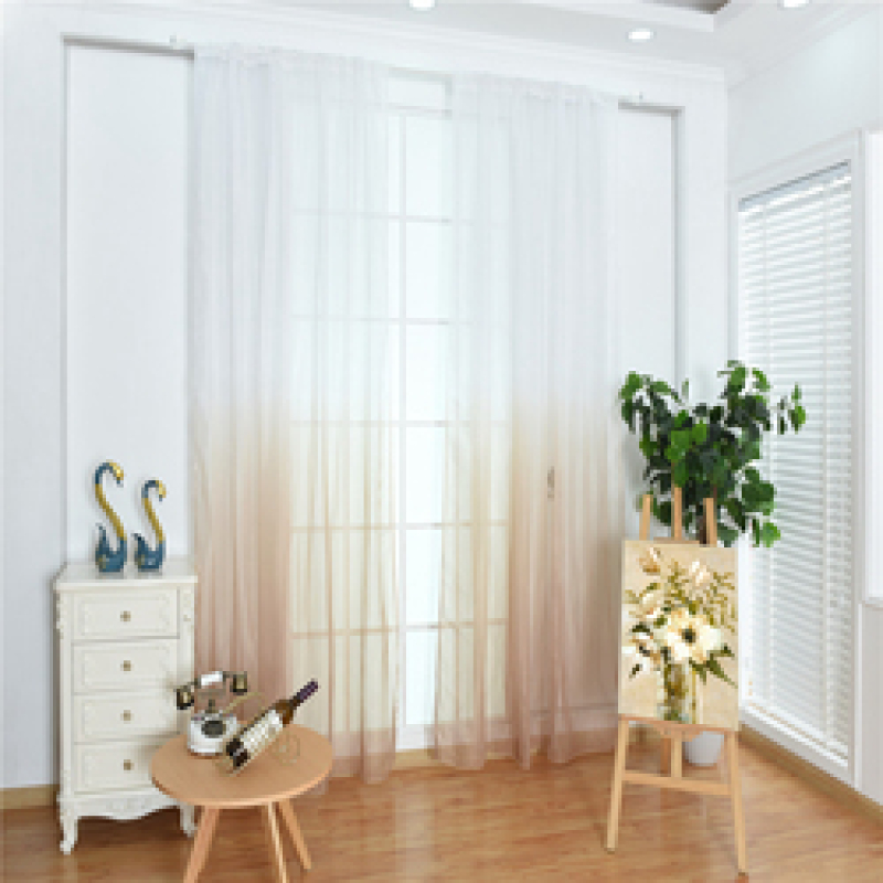 Super Soft Hotel Color Gradient Sheer Curtain, Wholesale Goods Blue Fabric European Style Voile Curtains Ready Made/