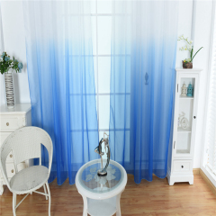 Super Soft Hotel Color Gradient Sheer Curtain, Wholesale Goods Blue Fabric European Style Voile Curtains Ready Made/