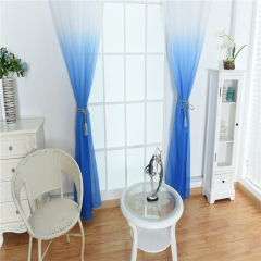 Super Soft Hotel Color Gradient Sheer Curtain, Wholesale Goods Blue Fabric European Style Voile Curtains Ready Made/