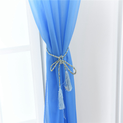 Super Soft Hotel Color Gradient Sheer Curtain, Wholesale Goods Blue Fabric European Style Voile Curtains Ready Made/