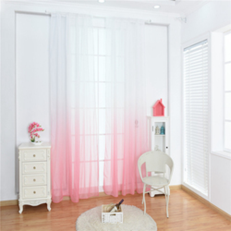 Super Soft Hotel Color Gradient Sheer Curtain, Wholesale Goods Blue Fabric European Style Voile Curtains Ready Made/
