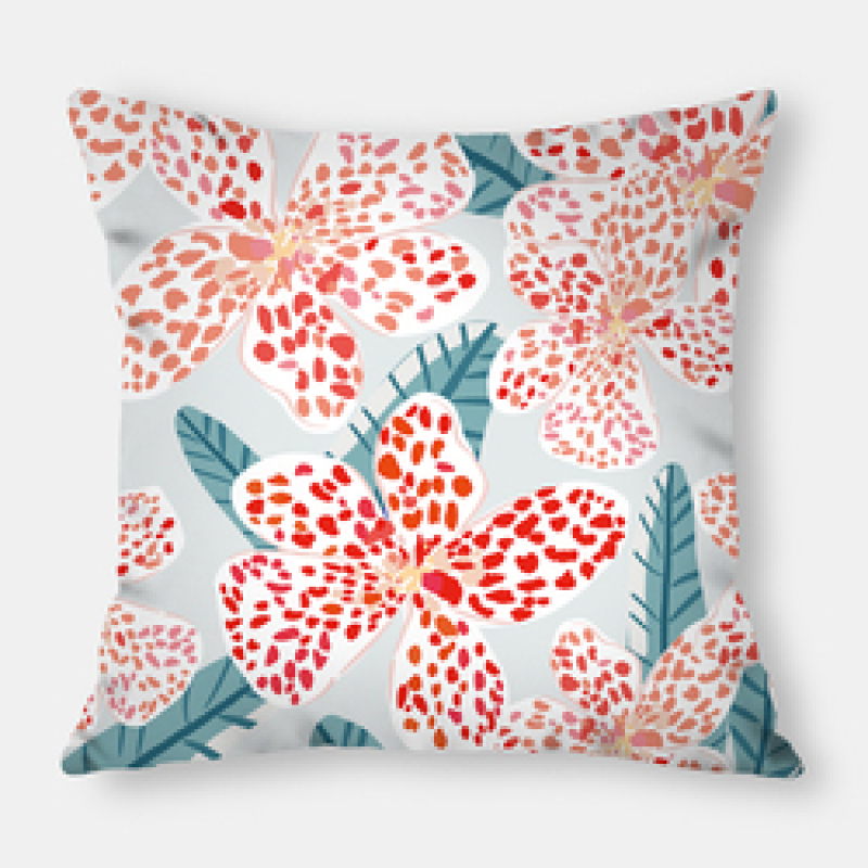 New Red Flower Pillow Case Polyester Linen Printing Throw Cushion Cover, High Quality Sofa Bed Waist Decorative Cushion Cover/