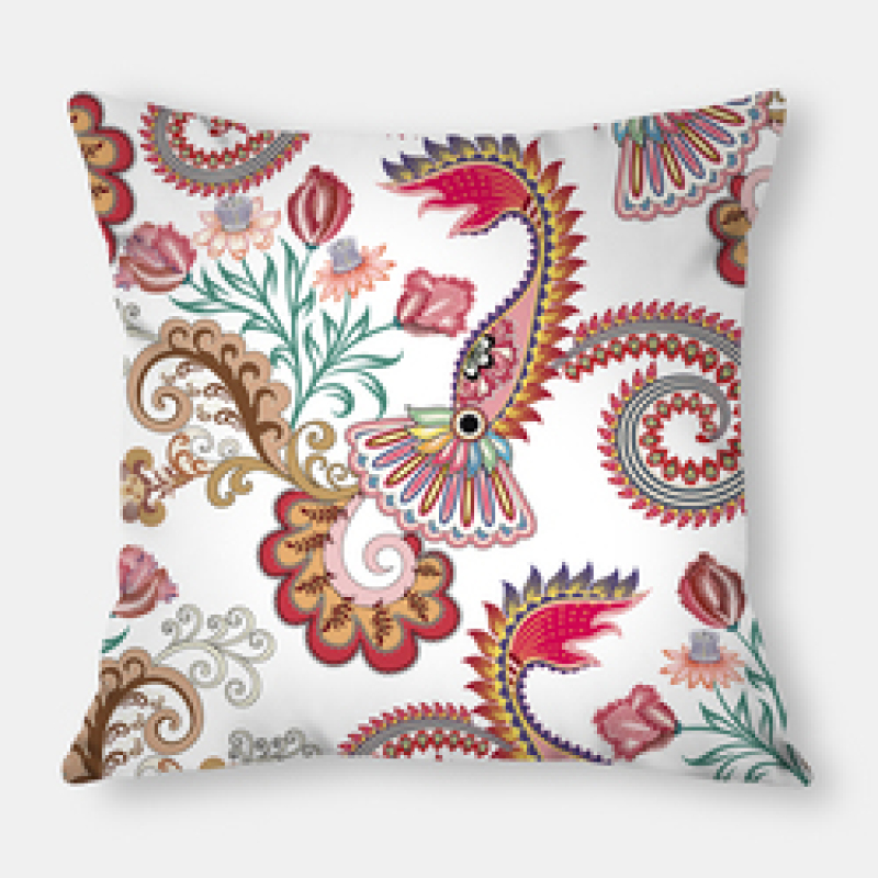 New Red Flower Pillow Case Polyester Linen Printing Throw Cushion Cover, High Quality Sofa Bed Waist Decorative Cushion Cover/