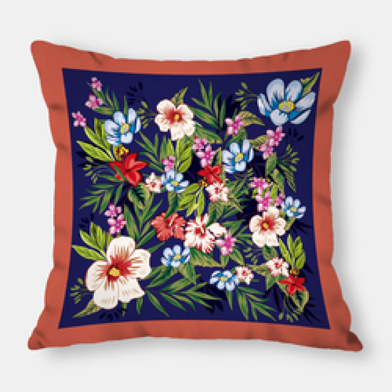 New Red Flower Pillow Case Polyester Linen Printing Throw Cushion Cover, High Quality Sofa Bed Waist Decorative Cushion Cover/