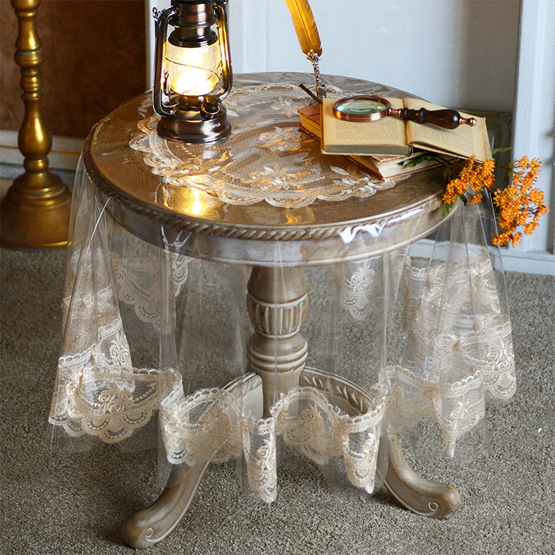 Factory New PVC waterproof oil and wash free transparent lace table cloth for restaurant