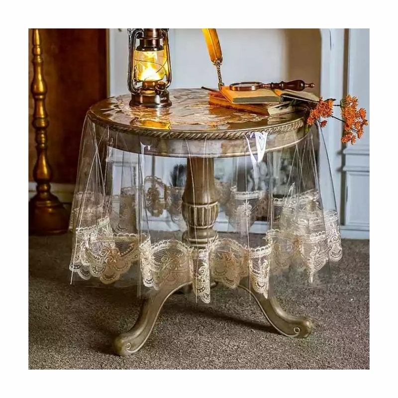 Factory New PVC waterproof oil and wash free transparent lace table cloth for restaurant